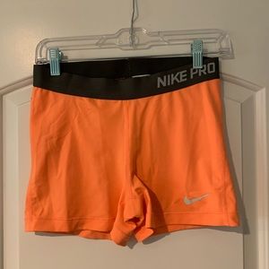 Neon Orange Nike Pro Shorts